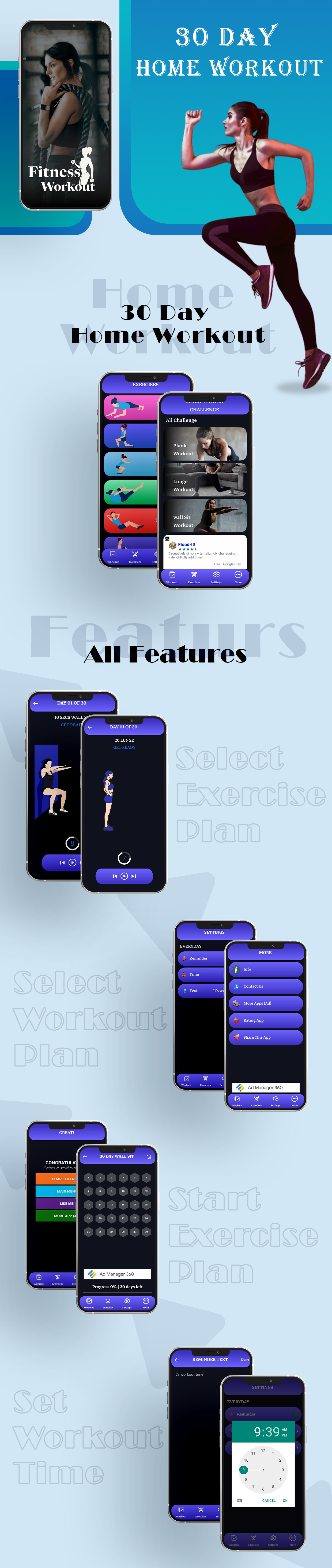 30 Days Home Workout |Full Android App | Admob Ads - 1